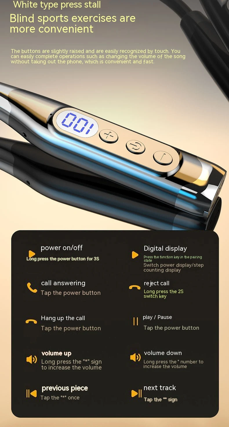 Title 17, Cuffie Bluetooth con Batteria Grande, Display d...