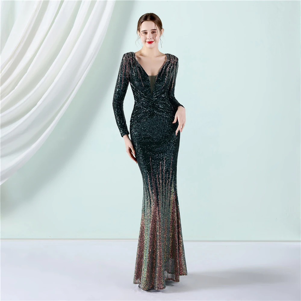 Title 5, Womens Fashion Long Sequin Gradient Dress