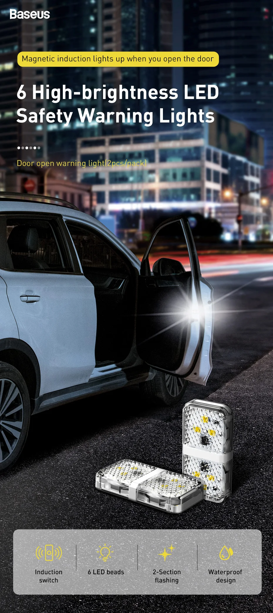 Flashing car door anti-collision light improves road safety and night visibility. Easy to install, durable, and enhances — photo 6