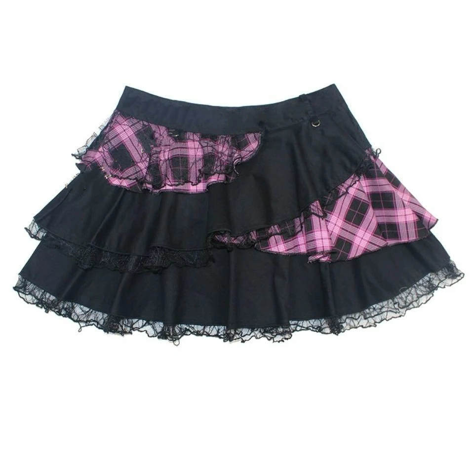 Vrouwen Heavy Metal Kant Harajuku Punk Tufted Rok, perfect voor een edgy look. Gothic stijl, opvallend en uniek, de blikvanger! — foto 2