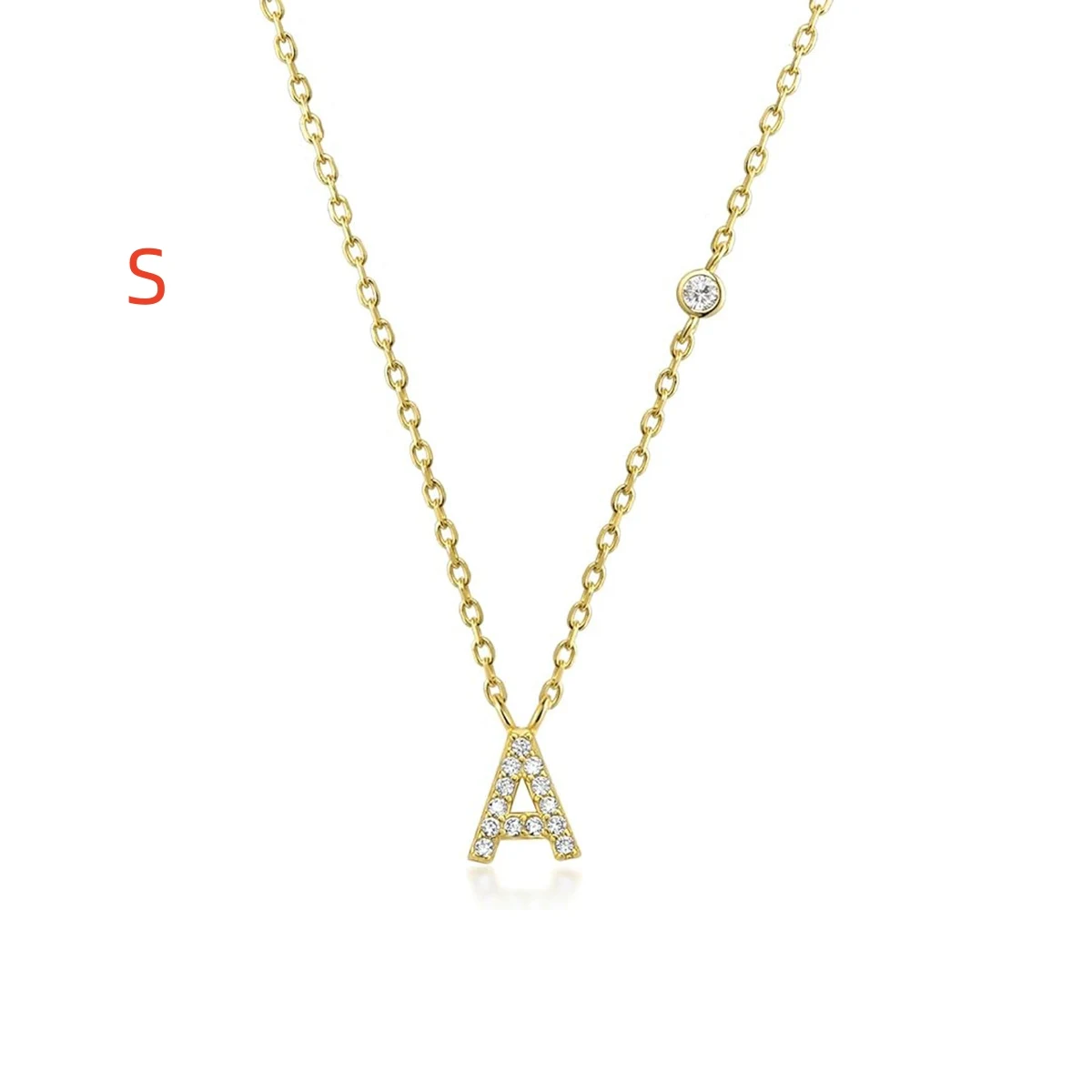 Colar de letras A-Z com 26 letras douradas de luxo com pingente CZ para mulheres, um lindo colar com iniciais e nome ideal para festas da moda. — foto 22