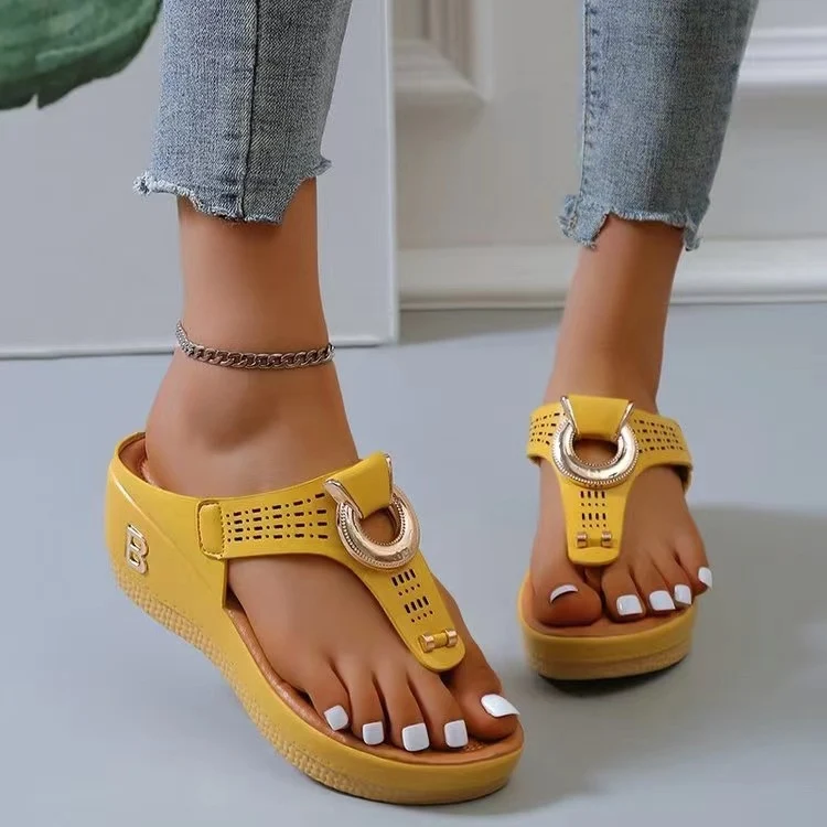 Title 11, Chanclas de playa para mujer talla grande, cuña...