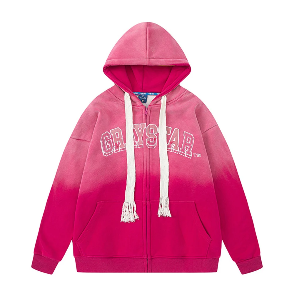 Moletom com capuz, forro de fleece e letras bordadas com pintura degradê. Conforto e estilo para um visual moderno e aconchegante. — foto 3