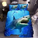 Jogo de cama 3 peças para comércio exterior, edredom com estampa de tartaruga marinha em 3D, capa de travesseiro, envio Amazon Express. — foto 1