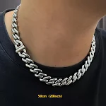 Colar cubano nude de aço titânio Hip Hop com formato de diamante Miami. Estilo e brilho para você. — foto 11