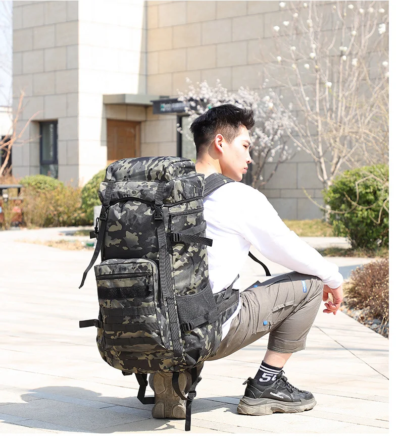 Mochila de viaje Shiralee para hombre, 70L gran capacidad, tela Oxford, ideal para exteriores y equipaje, resistente y espaciosa. — foto 10