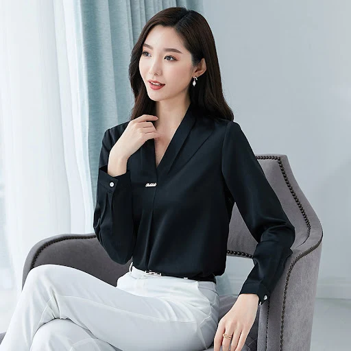 Title 4, Camisa solta de chiffon feminina. Elegância, le...