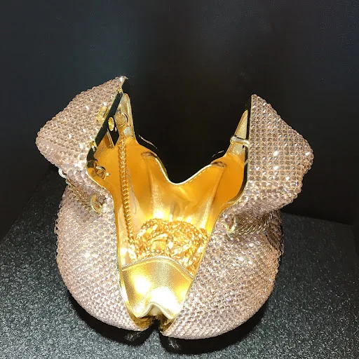 Title 2, Bolsa clutch de festa com diamantes e cristal, ...