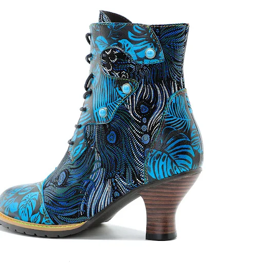 Title 4, Vintage Print Fashion Lace Up Womens Boots. St...