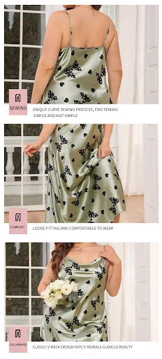 Title 4, Nightdress Womens Silk-like Thin Home