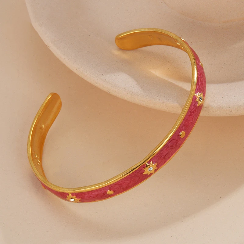 Pulseira Retro com Design de Gota de Óleo em Aço Inoxidável. Adicione um toque de charme retrô e elegância ao seu visual com esta pulseira estilosa. — foto 5