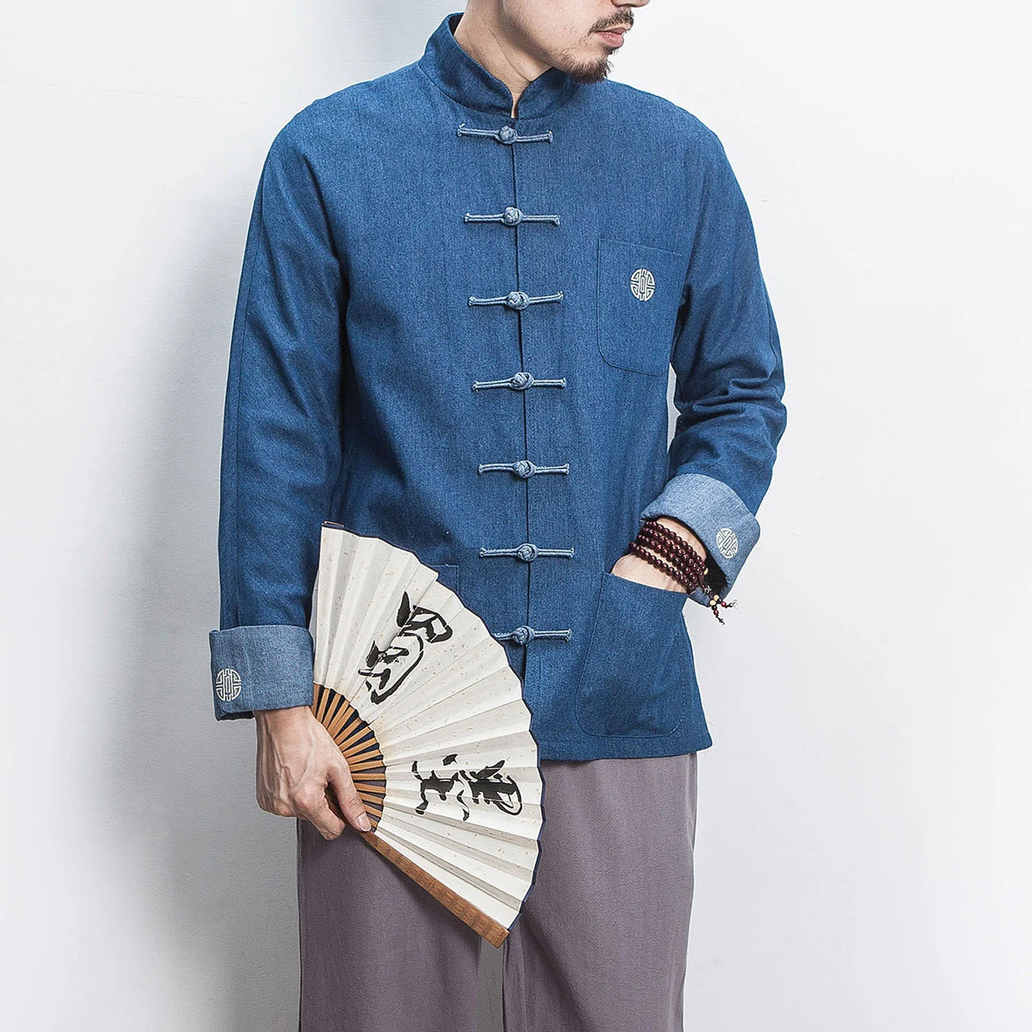 Retro Fashion Chinese Style Hanfu Denim Jacket Cheongsam Top Shirt. Blend vintage fashion with a unique and elegant desi — photo 13