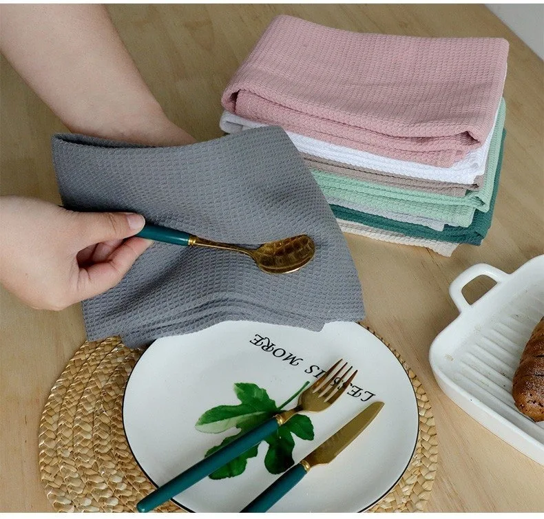 Nordic Style Cotton Rectangular Plain Waffle Tea Towel, a highly absorbent and durable kitchen essential for everyday us — photo 3
