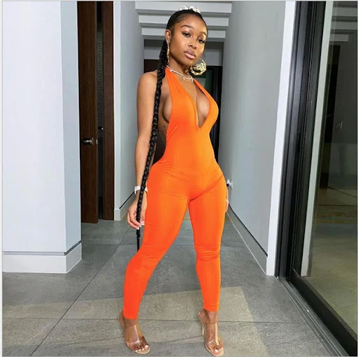 Title 3, Dames sport jumpsuit, rugloos, V-hals, heuplift...