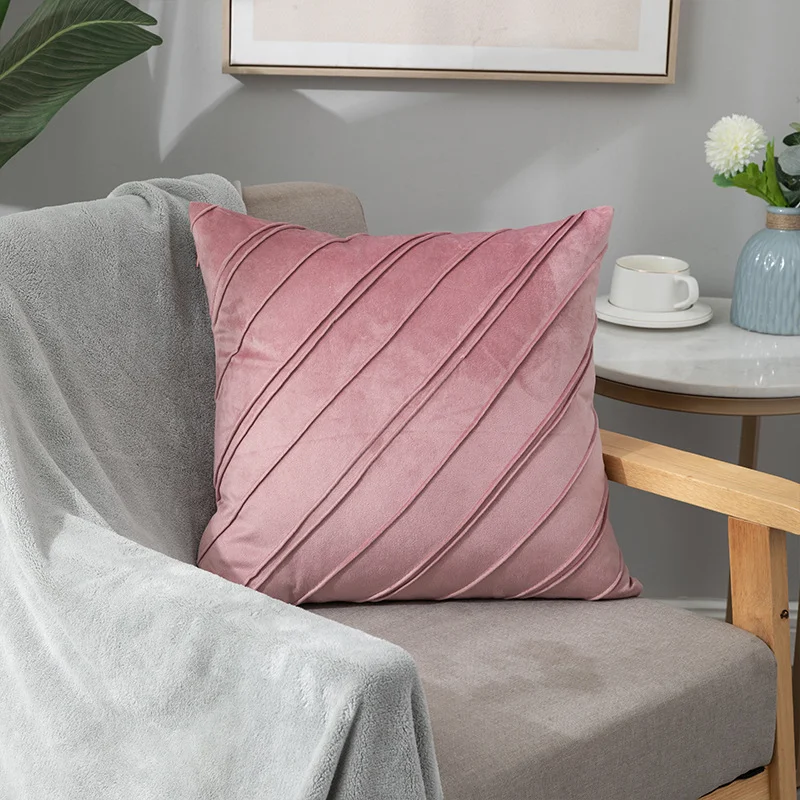 Fronha de travesseiro xadrez de veludo de cor pura para sofá, cama e casa, almofada de pelúcia curta, conforto e estilo. — foto 16
