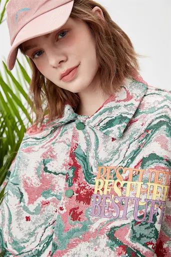 Title 15, Tie-dyed Color Jacquard Jacket with European an...