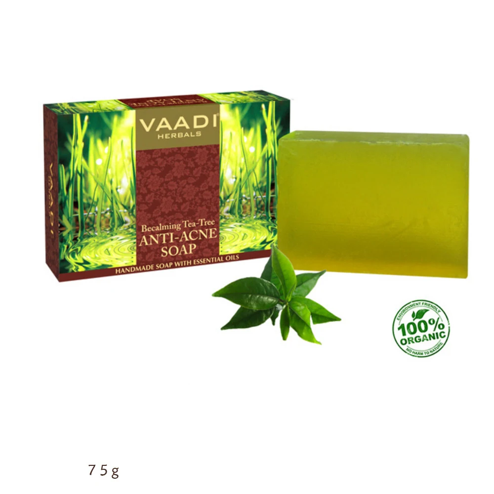Sabonete de mãos orgânico India Vaadi com óleo essencial de melaleuca 75g, pacote com três. Limpeza suave e natural para as mãos. — foto 1