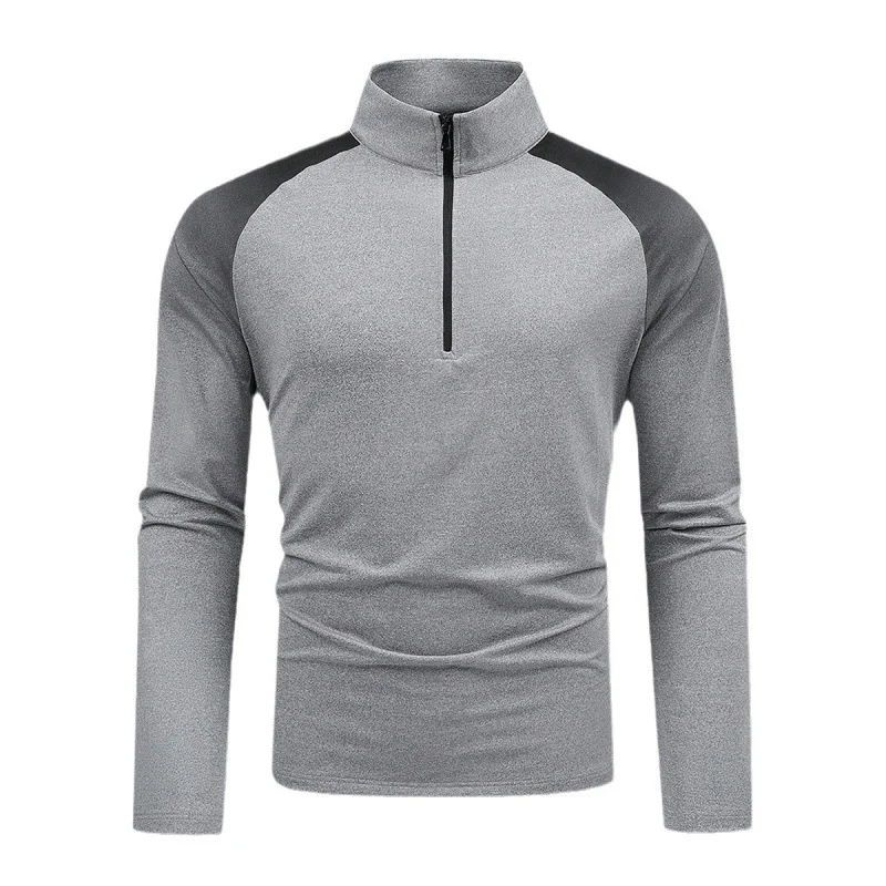 Moletom esportivo masculino de manga longa, ajuste fino, zíper parcial, secagem rápida, perfeito para treinos e atividades esportivas. — foto 2