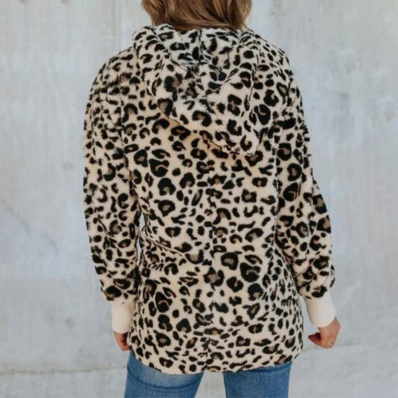 Title 6, Damesmode Slim Leopard Print Hooded Coat – Stij...