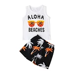 Conjunto esportivo de verão infantil duas peças regata e shorts ideal para atividades ao ar livre, leve e respirável para o verão — foto 2