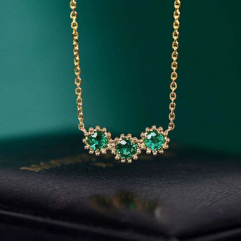 Colar original retrô esmeralda S925 prata esterlina. Adicione elegância vintage ao seu look. Perfeito para realçar sua beleza e estilo. — foto 8