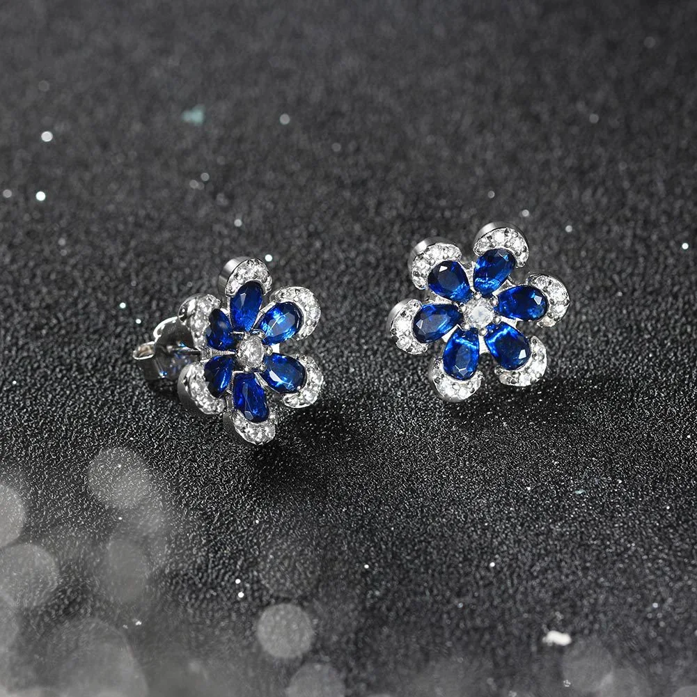 Conjunto colar, pulseira e brincos com pingente de flor de safira artificial, beleza e sofisticação para looks elegantes. — foto 6