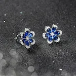 Conjunto colar, pulseira e brincos com pingente de flor de safira artificial, beleza e sofisticação para looks elegantes. — foto 6