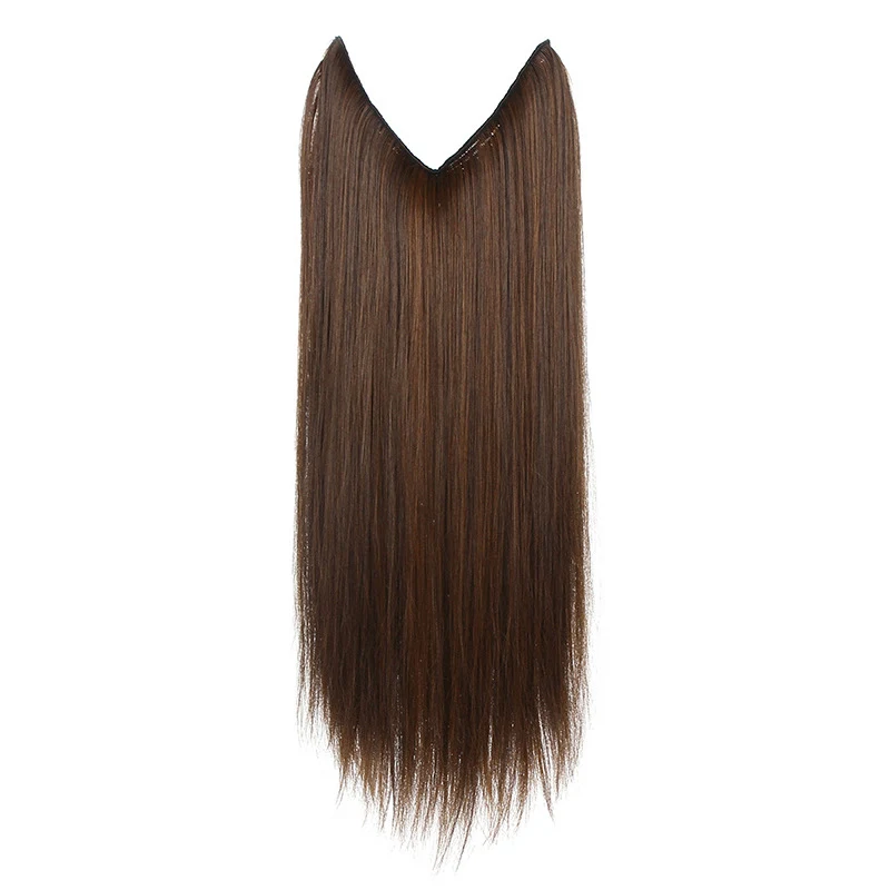 Extensão de Cabelo Feminina Invisível Ajustável Gradiente Multicolorido, Uma Peça, Liso, Fácil de Aplicar, Efeito Natural — foto 1