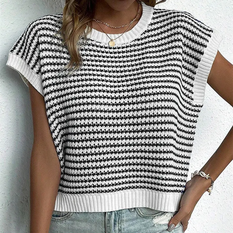 Women's Summer Stripes Patchwork Knitting Vest Top — photo 12