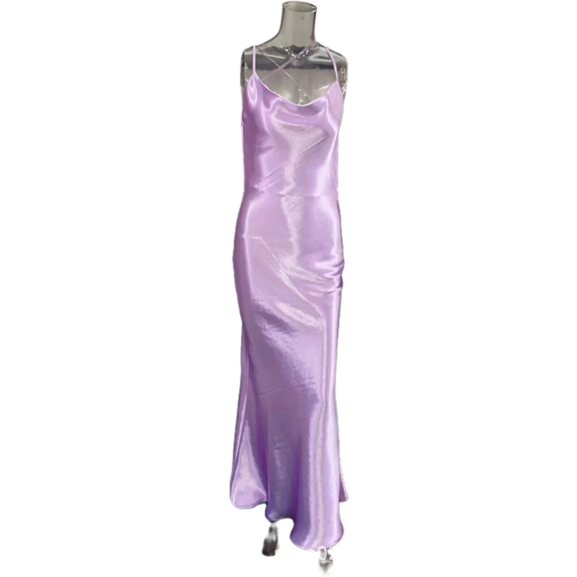 Title 7, Elegant Backless Suspenders Fishtail Gold Dress...