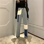 Pantalones rectos de mezclilla holgados para mujer Costuras sueltas Comodidad y estilo para un look casual y moderno. Perfectos para el día a día. — foto 1