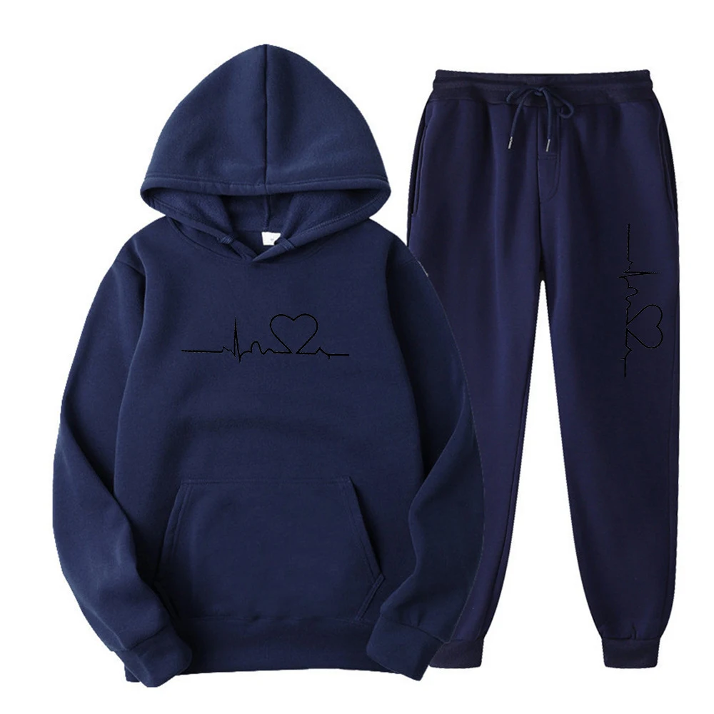 Men's and Women's Fleece-lined Sweater Suit Autumn and Winter Heart Figure Hoodie, providing warmth and comfort for all — photo 14