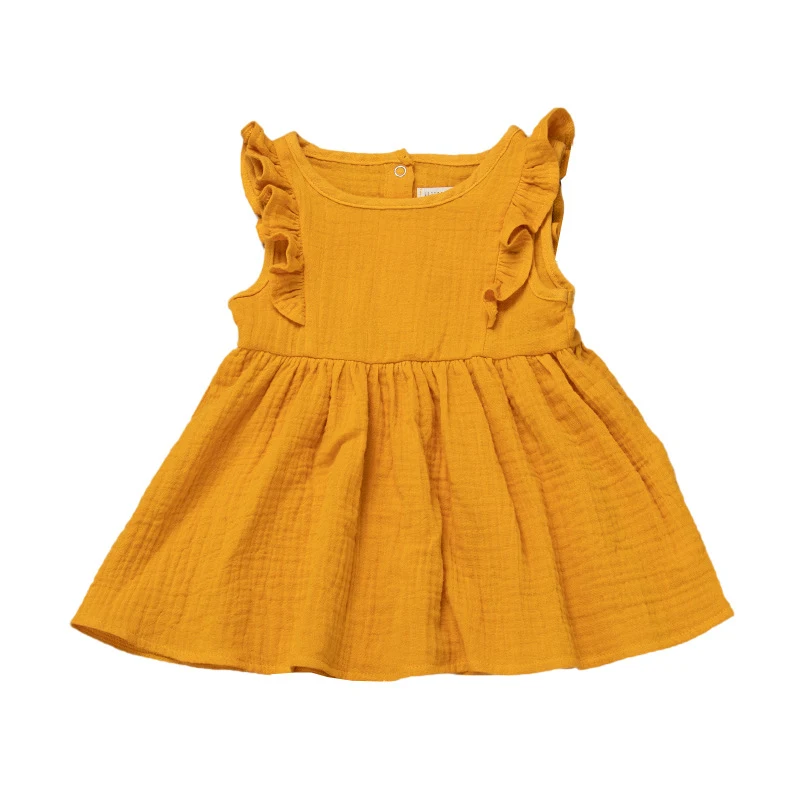 Title 1, Vestido infantil para meninas de cor sólida joe...