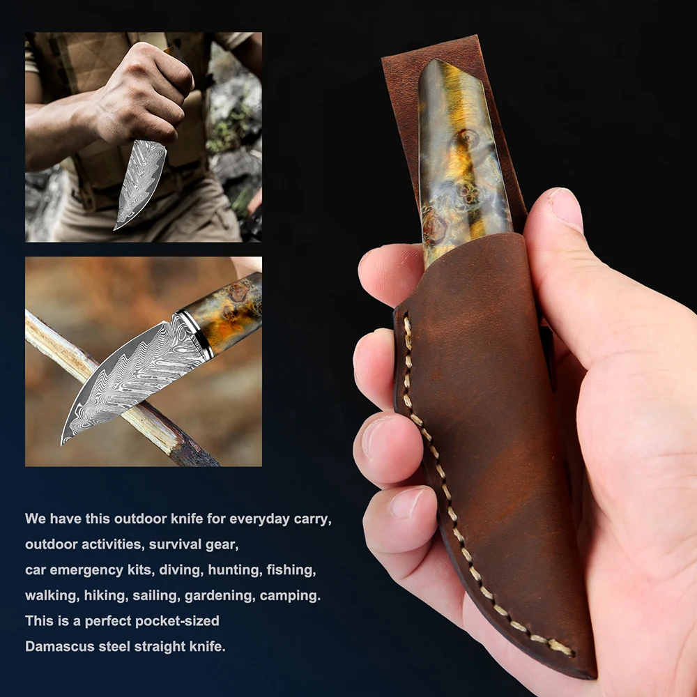 Title 1, Damascus Steel Hand Handle Meat Knife Fruit Kni...