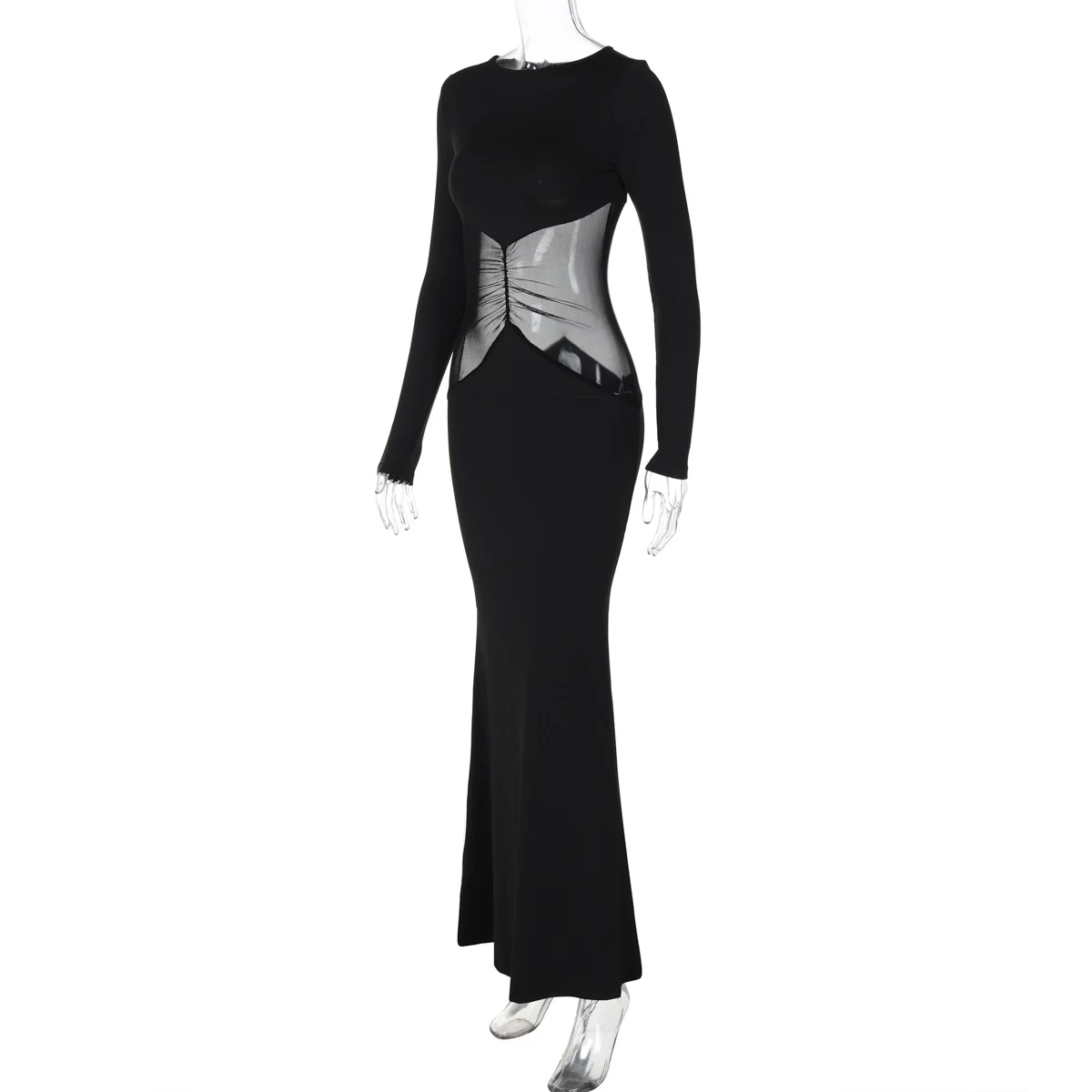 Title 9, Long Sleeve Mesh Slim Fit Patchwork Sheath Dress