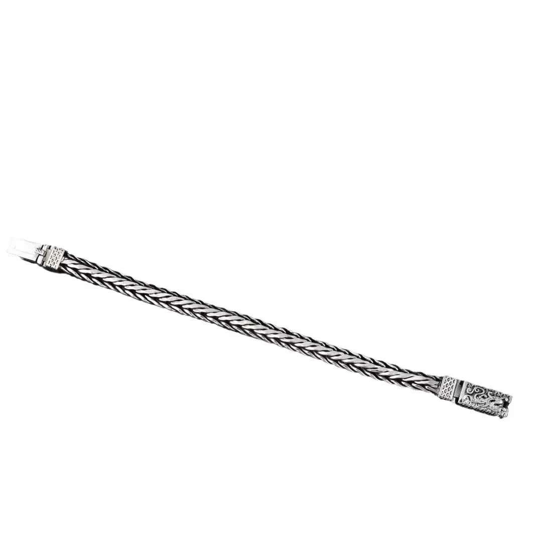 Bracciale con motivo Drago Stile Nazionale in Argento Sterling S925, Tessuto a Mano con Segno Zodiacale, un Gioiello Unico. — foto 1