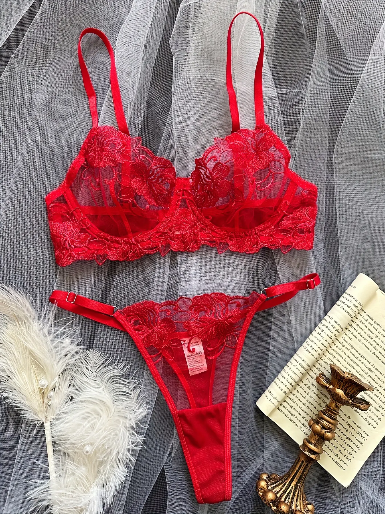 Flower mesh embroidery see-through push-up underwear set enhances your shape, providing comfort and a seductive silhouet — photo 5