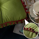 Almofada Grossa de Cor Sólida com Bola de Pelo Nórdica para Casa. Acolchoada e Espessa, Ideal para Decoração e Conforto no Lar. — foto 6