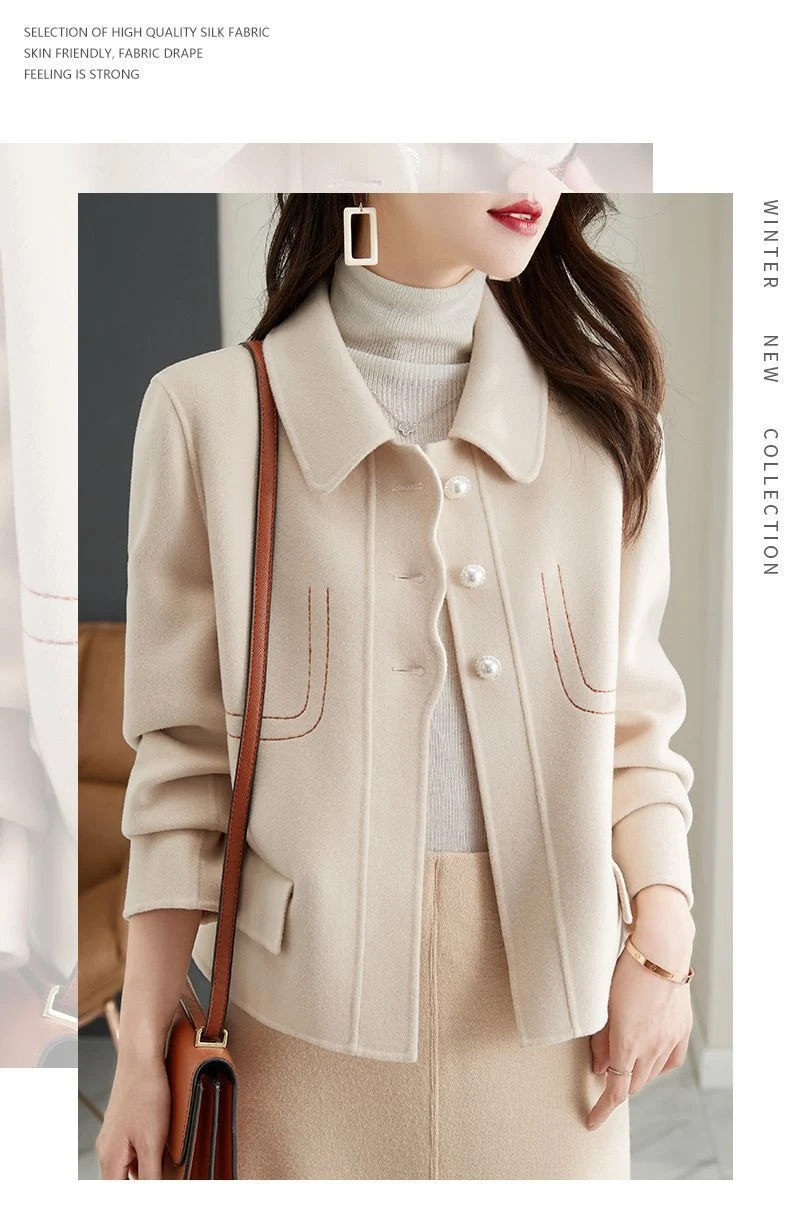 Title 5, Womens Temperament Pure Color Small Woolen Coa...