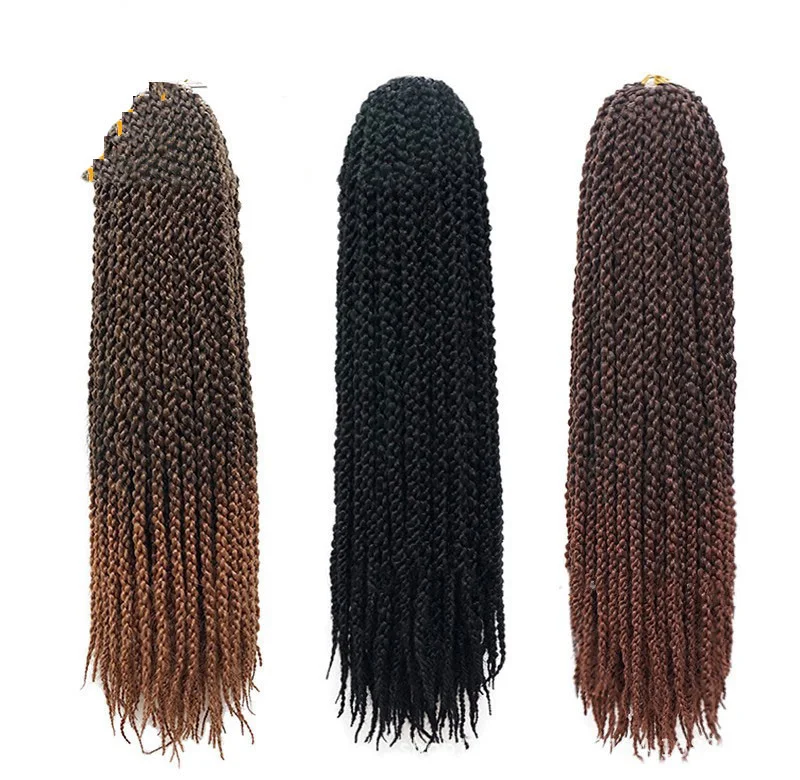 Cabelo de crochê com tranças Senegalesas, torção, preto e castanho, sintético para mulheres. Fácil de instalar, leve e estiloso. — foto 4