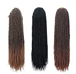 Cabelo de crochê com tranças Senegalesas, torção, preto e castanho, sintético para mulheres. Fácil de instalar, leve e estiloso. — foto 4