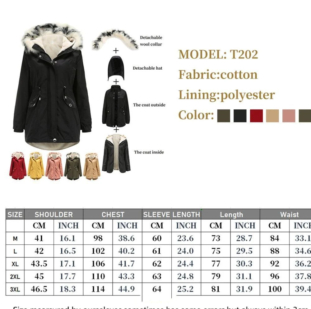 Title 1, Womens cotton padded jacket with removable lin...