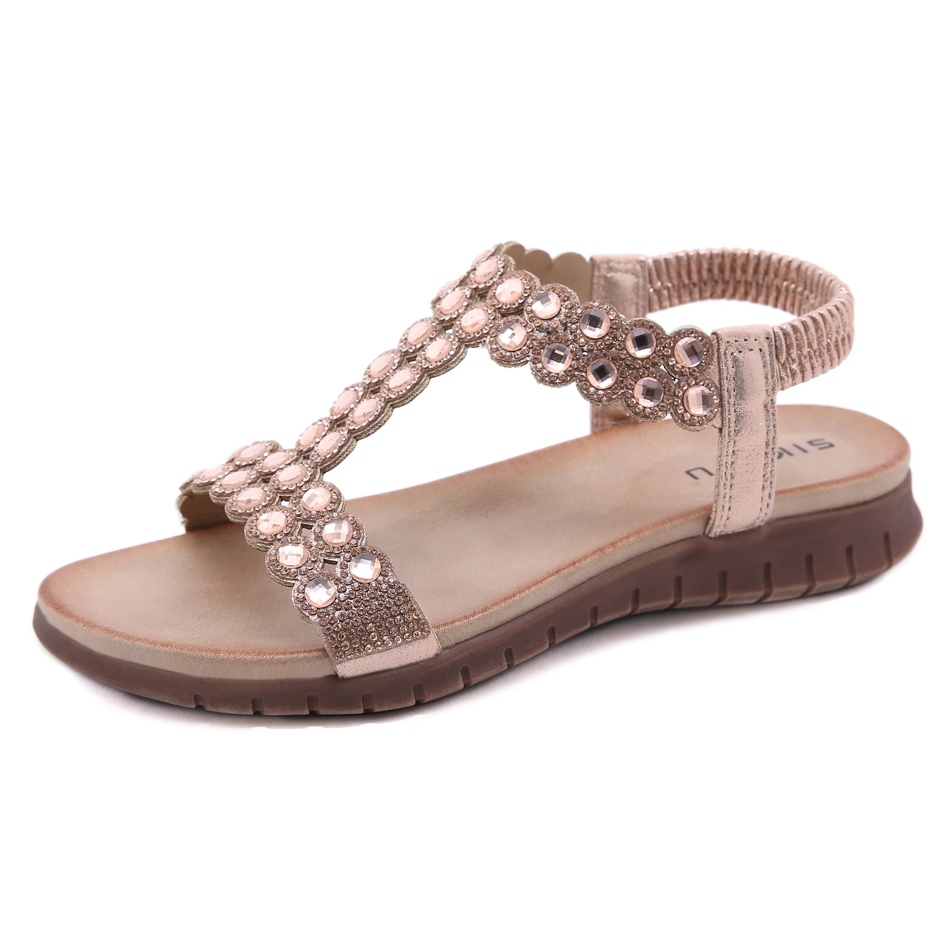 Sandálias Retrô Novas Femininas com Contas Fivela Strass Sola Duas Cores Sapatos Femininos Confortáveis e Charmosos. — foto 5