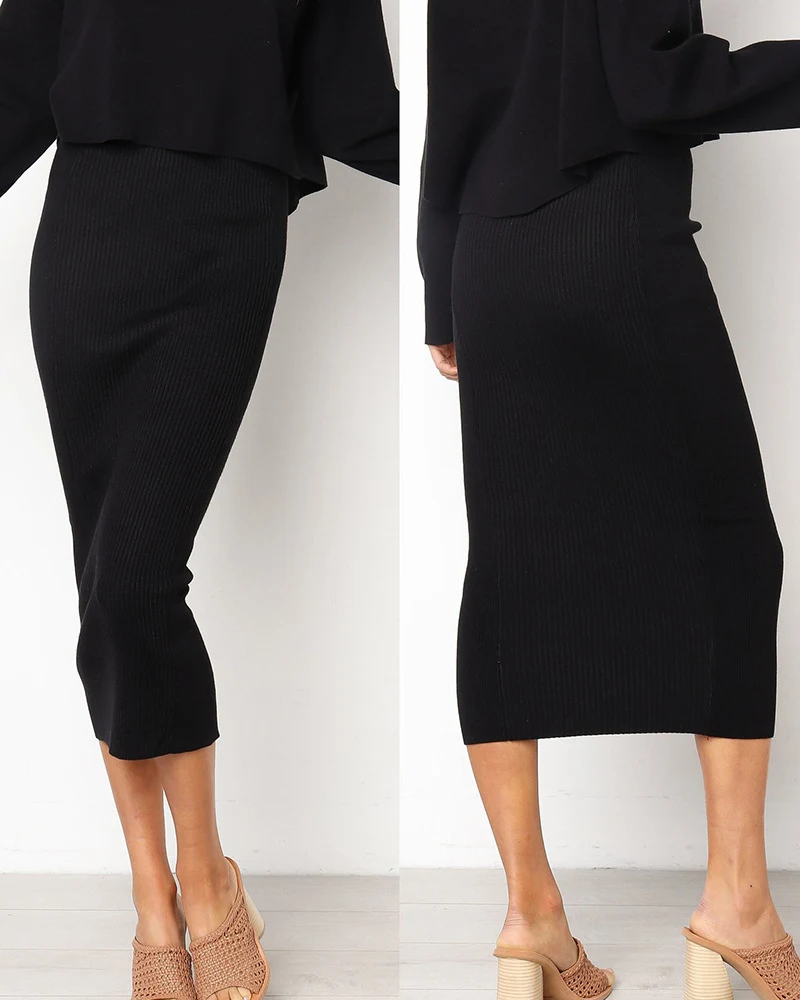 Saia feminina fashion de cintura alta com detalhe, perfeita para um look estiloso, valorizando a silhueta e proporcionando conforto. — foto 5