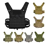 Colete tático para atividades ao ar livre, resistente, com múltiplos bolsos e sistema MOLLE. Perfeito para aventura, airsoft e uso tático. — foto 10