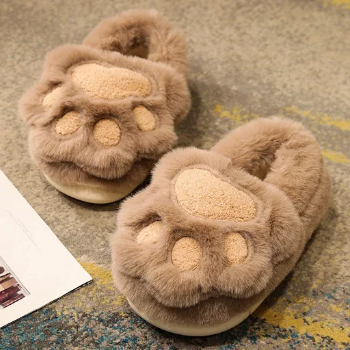 Title 12, Cute Cat Claw Cotton Slippers for Women, Plush ...
