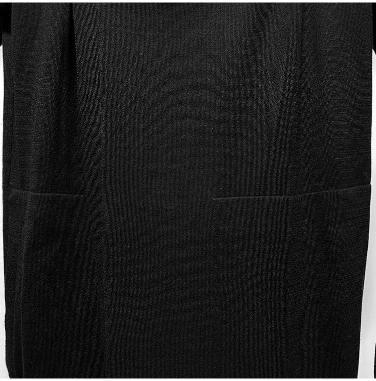 Title 6, Dark Buttoned Hooded Wool Knitted Cardigan