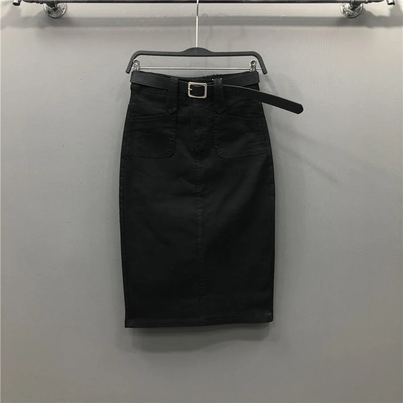 Saia Jeans Feminina Verão Cintura Alta Casual Fenda Joelho OL – Conforto e Elegância para o Seu Dia a Dia — foto 3