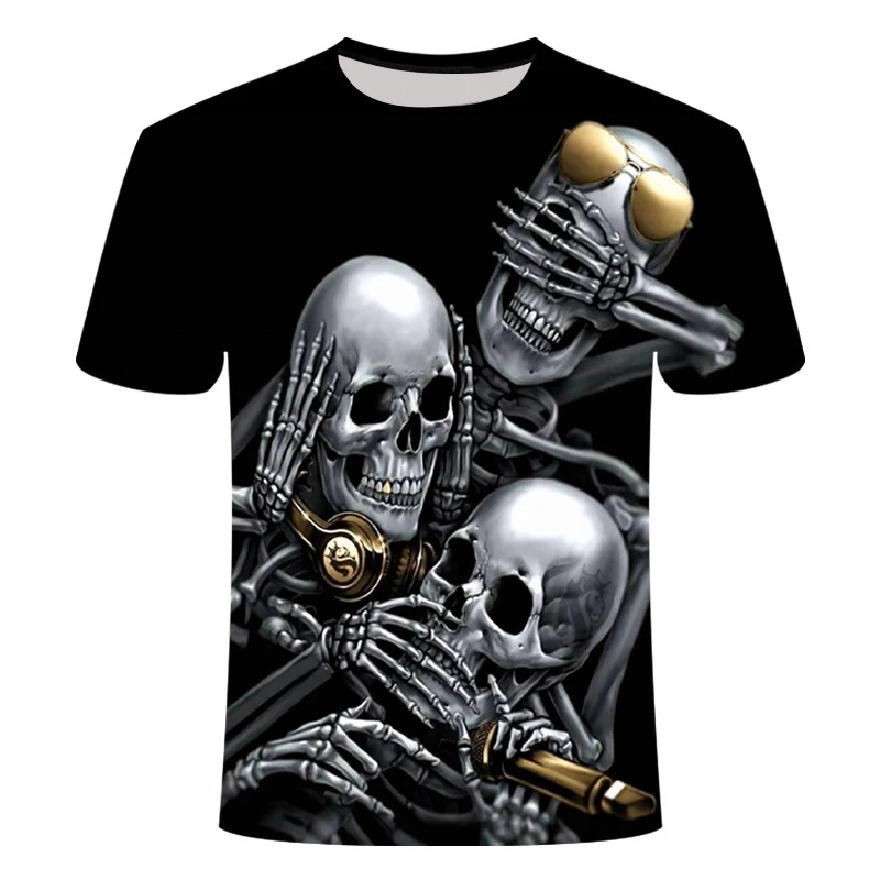 Title 2, New Skull 3D Digital Printed Breathable Casual ...