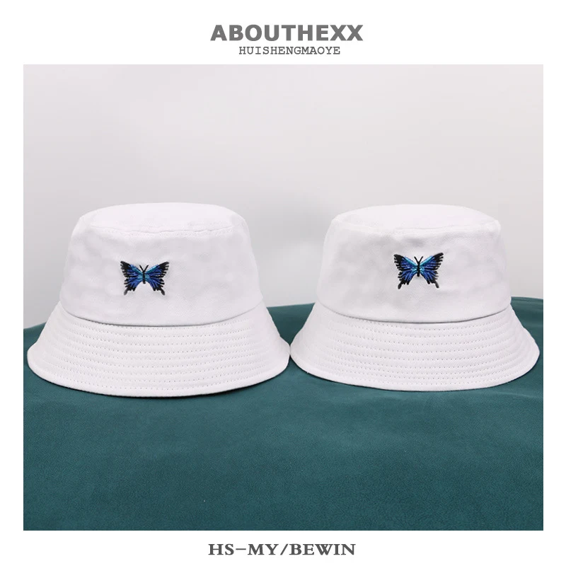 Chapéu bucket feminino estilo japonês, casual, simples e para estudantes, à prova de sol, com bordado de borboleta. Perfeito para o dia a dia! — foto 6
